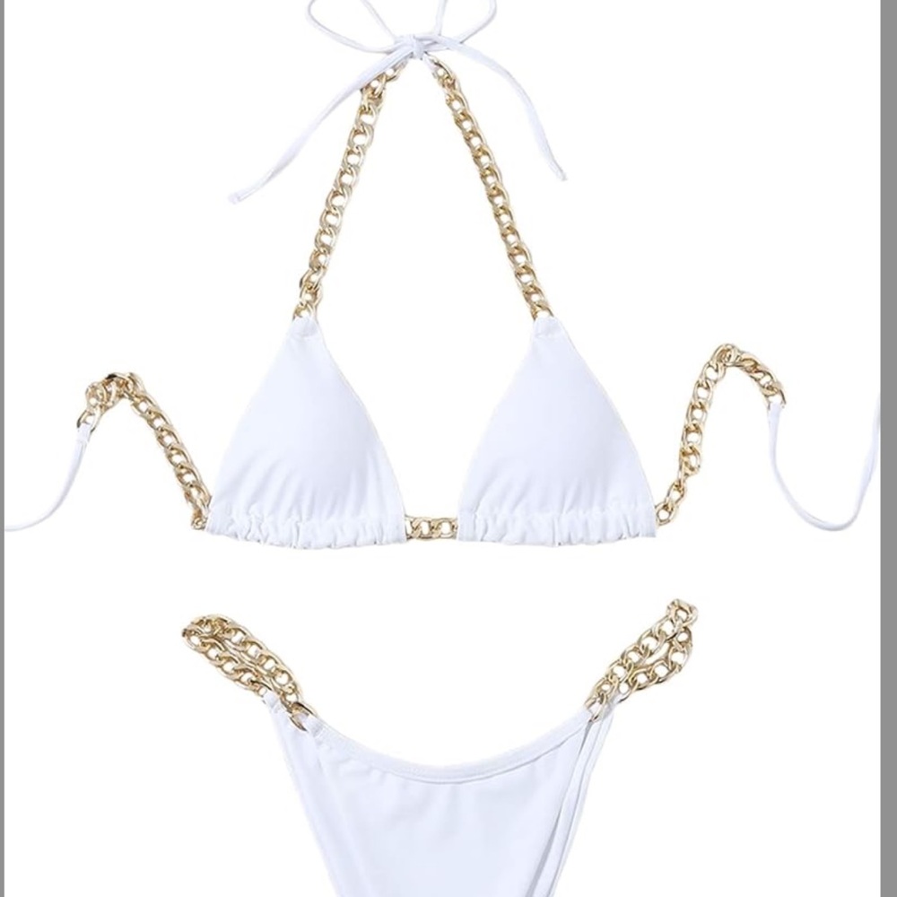 White and Gold Chain Bikini